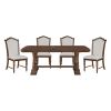 Formal Traditional Dining Set 5pc Table with Extension Leaf and 4 Side Chairs Cherry Finish Fabric Upholstery Nailhead Trim Wooden Furniture