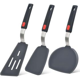 Silicone Spatula Turner Set of 3, 600°F Heat Resistant Cooking Spatulas for Nonstick Cookware