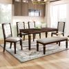 6-Piece Kitchen Dining Table Set, 60" Rectangular Table and 4 High-Back Tufted Chairs & 1 Bench for Dining Room and Kitchen (Espresso)