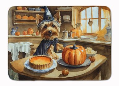 Silky Terrier Fall Kitchen Pumpkins Memory Foam Kitchen Mat Machine Washable Anti-Fatigue Mat Cushion Comfort Bath Mat or Kitchen Rug