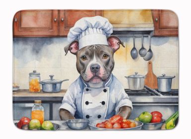 Pit Bull Terrier The Chef Memory Foam Kitchen Mat Machine Washable Anti-Fatigue Mat Cushion Comfort Bath Mat or Kitchen Rug