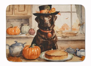 Chocolate Lab Fall Kitchen Pumpkins Memory Foam Kitchen Mat Machine Washable Anti-Fatigue Mat Cushion Comfort Bath Mat or Kitchen Rug