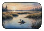 Wetland Wonders Blue Heron Dish Drying Mat Absorbent Dish Drying Mat Pad for Kitchen Counter Dish Drainer Mat for Countertop, 14 x 21", Multicolor