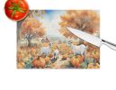 Autumn Goats Glass Cutting Board Decorative Tempered Glass Kitchen Cutting and Serving Board Large Size Chopping Board