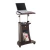 Techni Mobili Sit-to-Stand Rolling Adjustable Laptop Cart With Storage, Chocolate