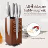 Magnetic Knife Block without Knives, 360°Rotatable Knife Holder With with Four Sided Magnets & Non-Slip Base