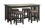 Dark Brown Finished Drop Leaf Table w/ 4 Stools