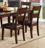 Cherry Finish Classic 7pc Dining Set Wooden Table Draw Leaf and 6 Side Chairs Faux Leather Upholstered Durable Furniture Transitional Style Ladder Bac