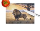 Lions at Dawn Glass Cutting Board Decorative Tempered Glass Kitchen Cutting and Serving Board Large Size Chopping Board