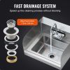 VEVOR Commercial Hand Sink with Faucet and Side Splash, NSF Stainless Steel Sink for Washing, Small Hand Washing Sink