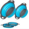 Collapsible Colander Silicone Bowl Strainer Set of 2, Portable Folding Filter Basket Bowls Container Rubber Strainer, Use for Draining Fruits