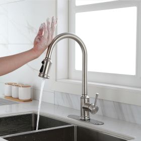 Touch Kitchen Faucet with Pull Down Sprayer,Single Handle High Arc  Pull out Kitchen Faucet (Color: Brushed Nickel)