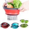 Collapsible Colander Silicone Bowl Strainer Set of 2, Portable Folding Filter Basket Bowls Container Rubber Strainer, Use for Draining Fruits