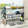 1 piece countertop dish storage drain rack retractable kitchen sink rack dish rack drain rack black kitchen storage rack