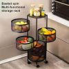 1pc rotatable multi-layer round storage rack, round floor-standing multi-layer rotatable vegetable basket storage rack, sundries and fruits