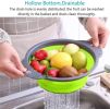 Collapsible Colander Silicone Bowl Strainer Set of 2, Portable Folding Filter Basket Bowls Container Rubber Strainer, Use for Draining Fruits